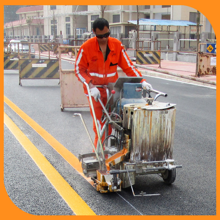 防止彩色沥青路面受污染的方法-热熔标线施工