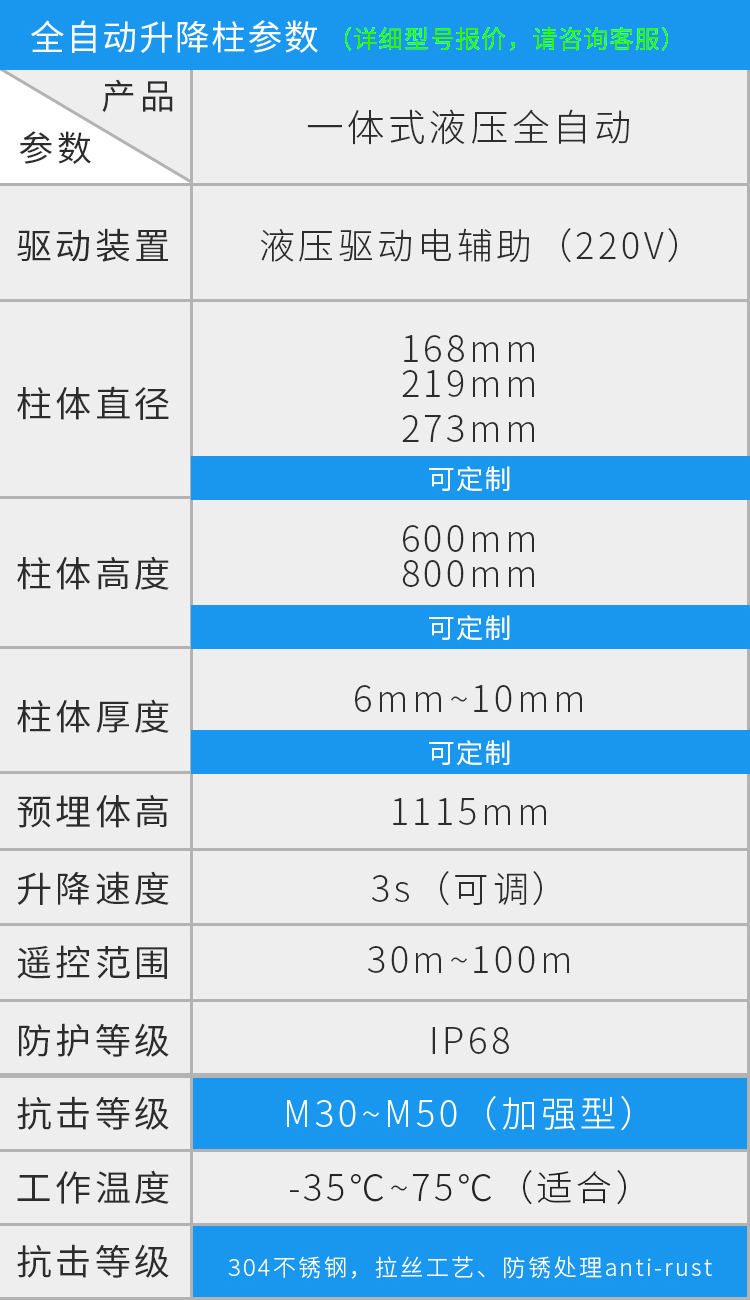 一体式液压全自动升降柱